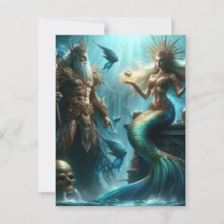 Cartão Postal Mermaid Poseidon