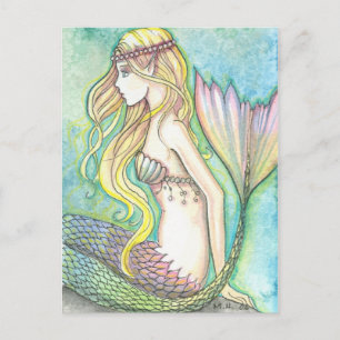 Cartão Postal Mermaid Postcard Rainbow Tail por Molly Harrison