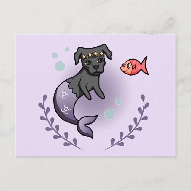 Cartão Postal Mermaid Princess Dog Lavanda (Frente)