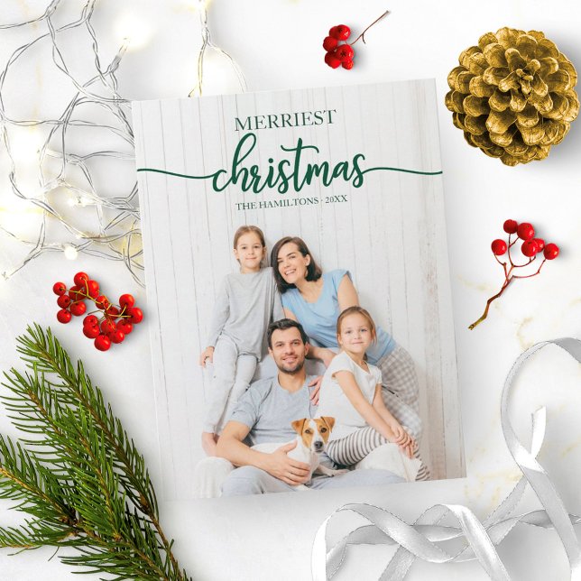 Cartão Postal Merriest Christmas Unique Photo Holiday Greeting (Criador carregado)