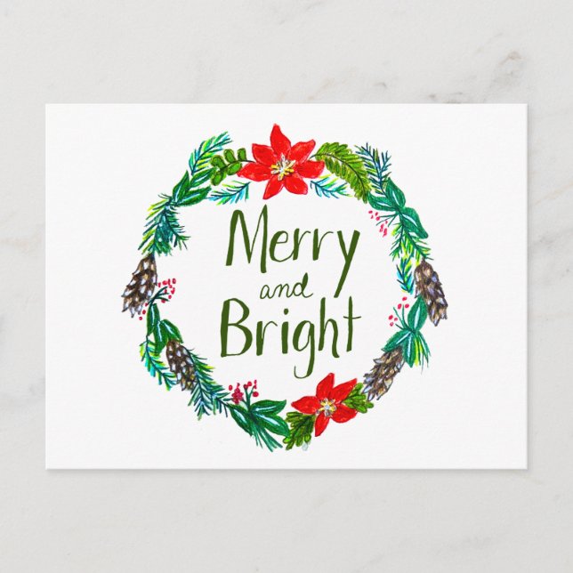 Cartão Postal Merry and Bright Postcard (Frente)
