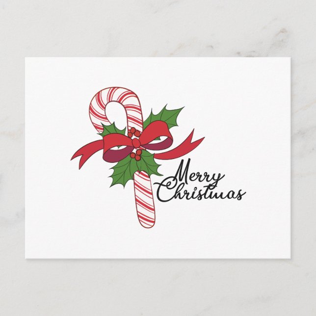Cartão Postal Merry Christmas Candy Cane (Frente)
