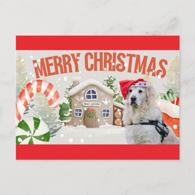 Cartão Postal Merry Christmas Festive Holiday Dog (Frente)