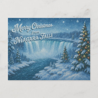 Cartão Postal Merry Christmas from Niagara Falls Winter Postcard