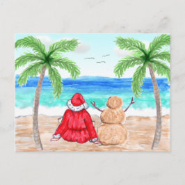 Cartão Postal Merry Christmas Funny Snowbirds Santa and Snowman