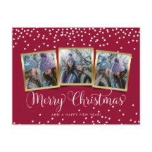 Merry Christmas Holiday 3 Photos Collage Postcard
