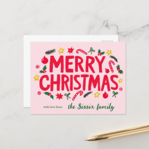 Cartão Postal MERRY CHRISTMAS Holiday Xmas PERSONALIZADO