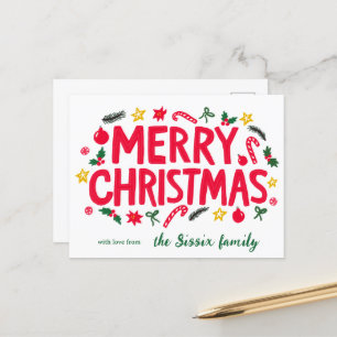 Cartão Postal MERRY CHRISTMAS Holiday Xmas PERSONALIZADO