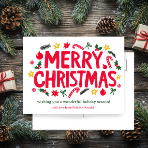 Cartão Postal MERRY CHRISTMAS Holiday Xmas PERSONALIZADO