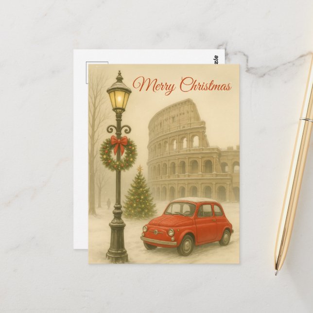 Cartão Postal Merry Christmas in Rome – Holiday Art Gift  (Frente/Verso In Situ)