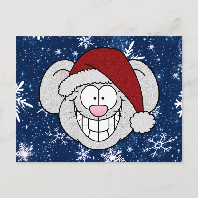 Cartão Postal Merry Christmas Santa Mouse Screwball Graphics (Frente)