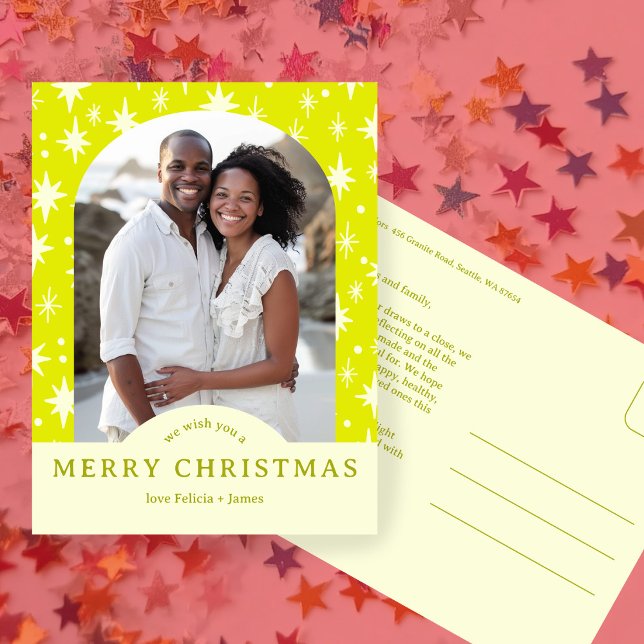 Cartão Postal MERRY CHRISTMAS Stars Holiday CUSTOM Arch PHOTO (MERRY CHRISTMAS Stars Holiday CUSTOM Arch PHOTO Postcard
)