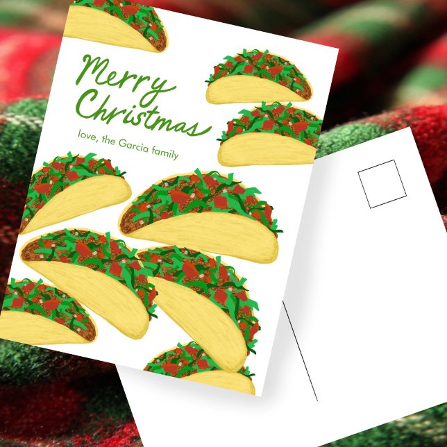 Cartão Postal MERRY CHRISTMAS Taco Avalanche Delicioso Personali (MERRY CHRISTMAS Taco Avalanche Delicious Custom Postcard
)