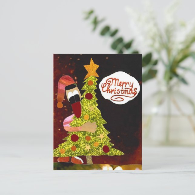 Cartão Postal Merry Christmas vrolijk kerstfeest kerstboom eend (Em pé/Frente)