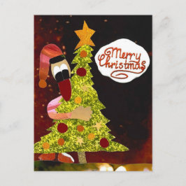 Cartão Postal Merry Christmas vrolijk kerstfeest kerstboom eend