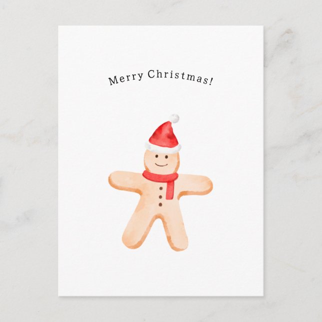Cartão Postal Merry Christmas Winter Gingerbread Man Card (Frente)