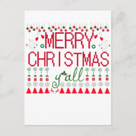 Cartão Postal Merry Christmas Y'all Ugly Sweater