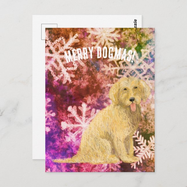 Cartão Postal Merry Dogmas Golden Doodle  Postcard (Frente/Verso)