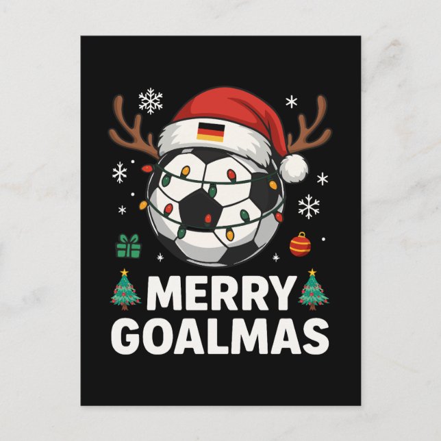 Cartão Postal Merry Goalmas - Funny Soccer Christmas (Frente)