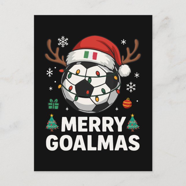 Cartão Postal Merry Goalmas Italy - Funny Soccer Christmas (Frente)
