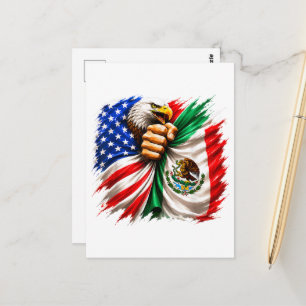 Cartão Postal Mês da Herança Hispânica Bandeira EUA México