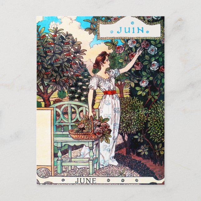 Cartão postal: Mês de junho - Juin (Frente)