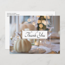 Cartão Postal Mesa de Ação de Graças Configuração de Local Elega