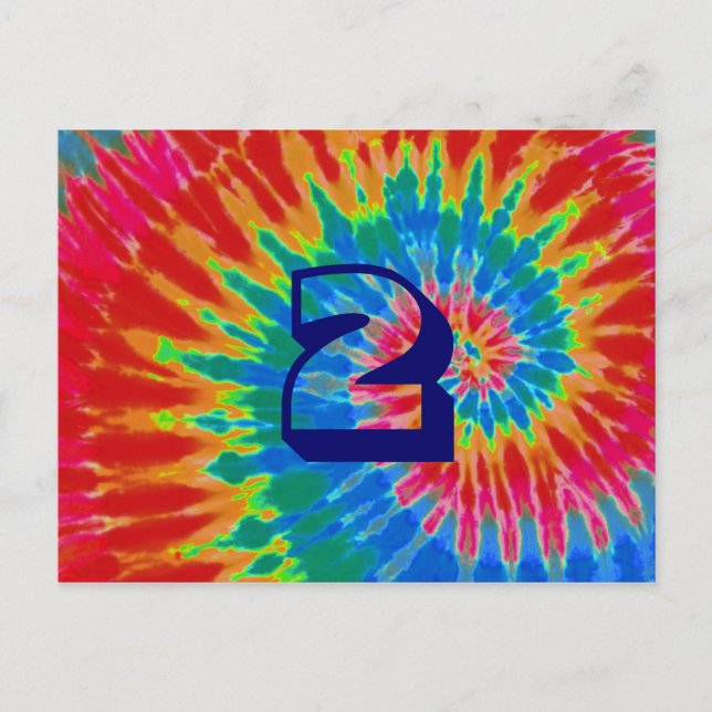 Cartão Postal Mesa Dois de Casamento Spiral Tie Dye (Frente)