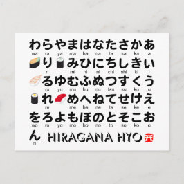 Cartão Postal Mesa japonesa dos Hiragana (sushi)