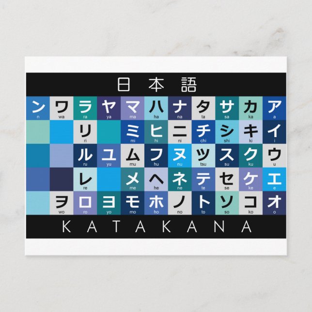 Cartão Postal Mesa Katakana japonesa (Frente)