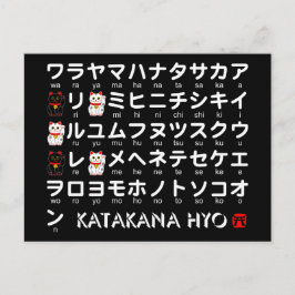 Cartão Postal Mesa Katakana Japonesa (Gato Sortudo)