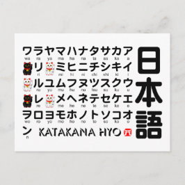 Cartão Postal Mesa Katakana Japonesa (Gato Sortudo)