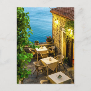 Cartão Postal Mesas ao ar livre no restaurante