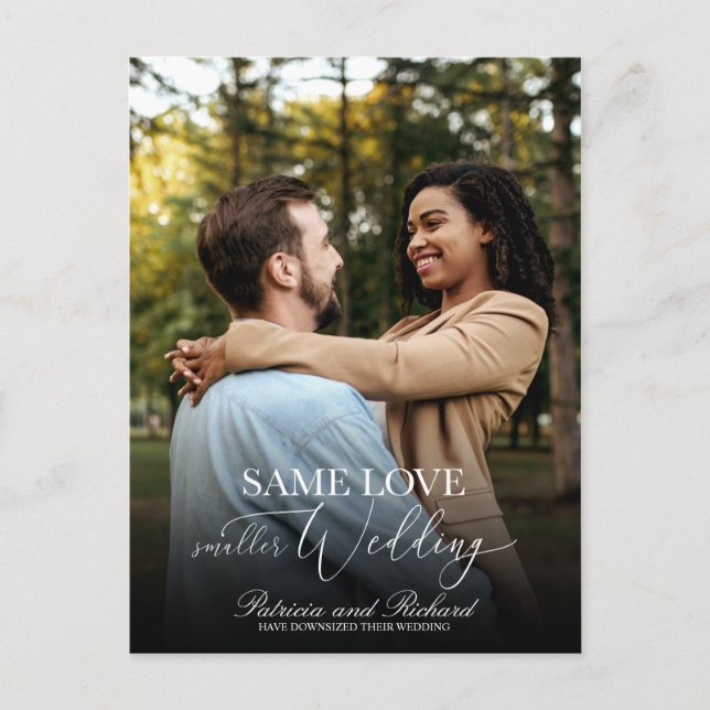Cartão Postal Mesma Foto Elegante Simples de Casamento em Baixo  (Frente)