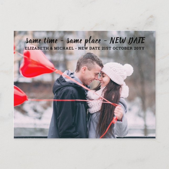 Cartão Postal Mesma hora colocar NOVA DATA BUDGET Foto Casamento (Frente)