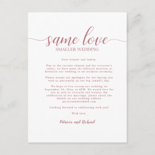 Cartão Postal Mesmo Amor Casamento Downsized Rosa Dourado