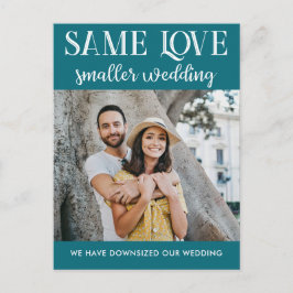 Cartão Postal Mesmo amor, casamento menor, foto simples