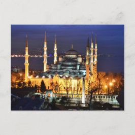 Cartão Postal Mesquita Azul de Istambul Vista Noturna Cenário Tu