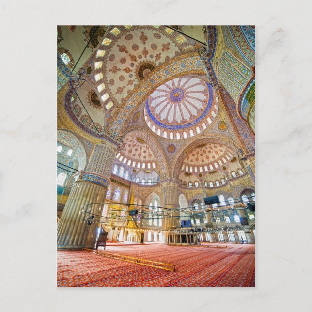 Cartão Postal Mesquita Azul Interior em Istambul (Frente)