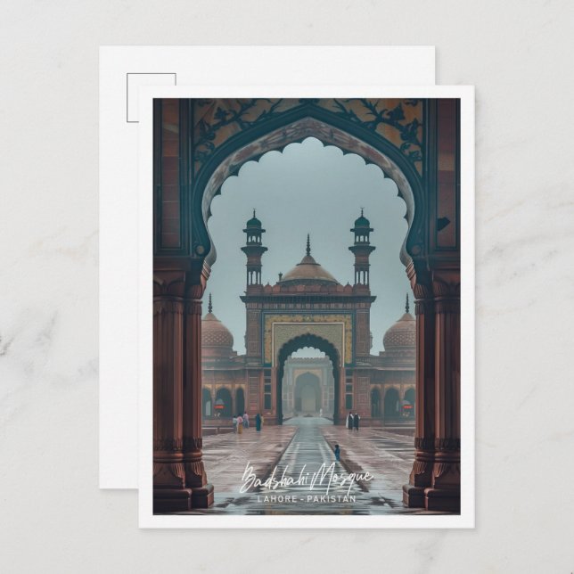 Cartão Postal Mesquita Badshahi em Lahore Art, viagem famoso lug (Frente/Verso)