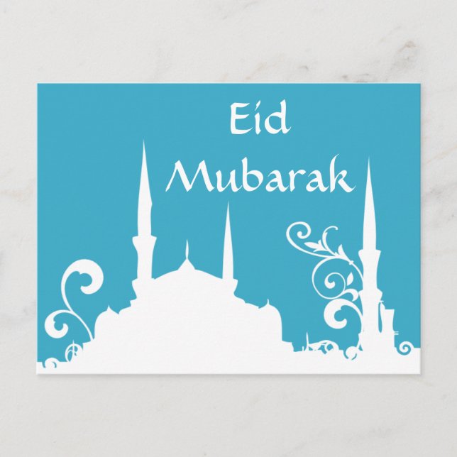 Cartão Postal Mesquita Blue Swirl Ramadan/Eid Banner/Streamer (Frente)