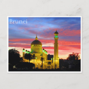 Cartão Postal Mesquita de Brunei ao pôr do sol