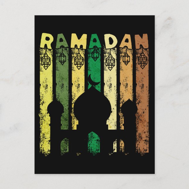 Cartão Postal Mesquita de Retro Ramadan (Frente)