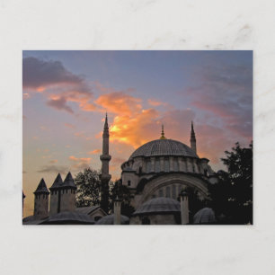 Cartão Postal Mesquita em Istambul no Sunset