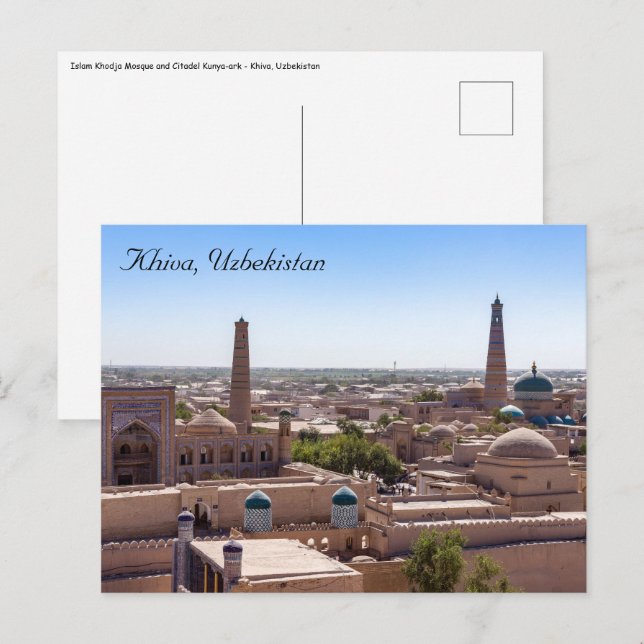 Cartão Postal Mesquita Islam Khodja e Citadel Kunya-ark - Khiva (Frente/Verso)