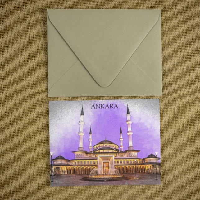 Cartão Postal Mesquita Kocatepe de Ancara Turquia (ankara kocatepe mosque postcard)
