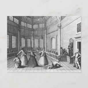 Cartão Postal Mesquita Turca dentro, ilustração