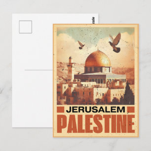 Cartão Postal Mesquita Vintage Jerusalem Al-Aqsa Domo do Rock