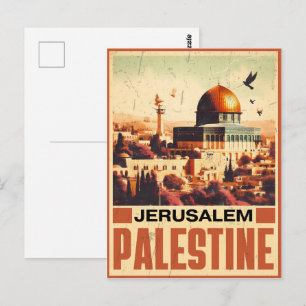Cartão Postal Mesquita Vintage Jerusalem Al-Aqsa Domo do Rock