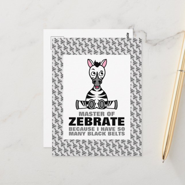 Cartão Postal Mestre em Zebrate, Zebra (Frente/Verso In Situ)